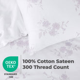 100% Cotton Sateen Printed Duvet Cover Set - 300 Thread Count Luxury Bedding - Ultra Soft & Breathable - 16838